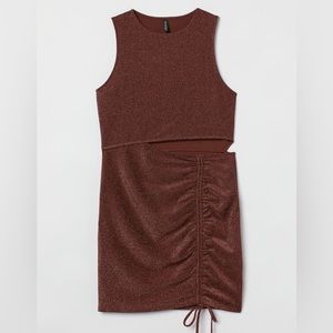 Brown Glitter Dress with Cut Out